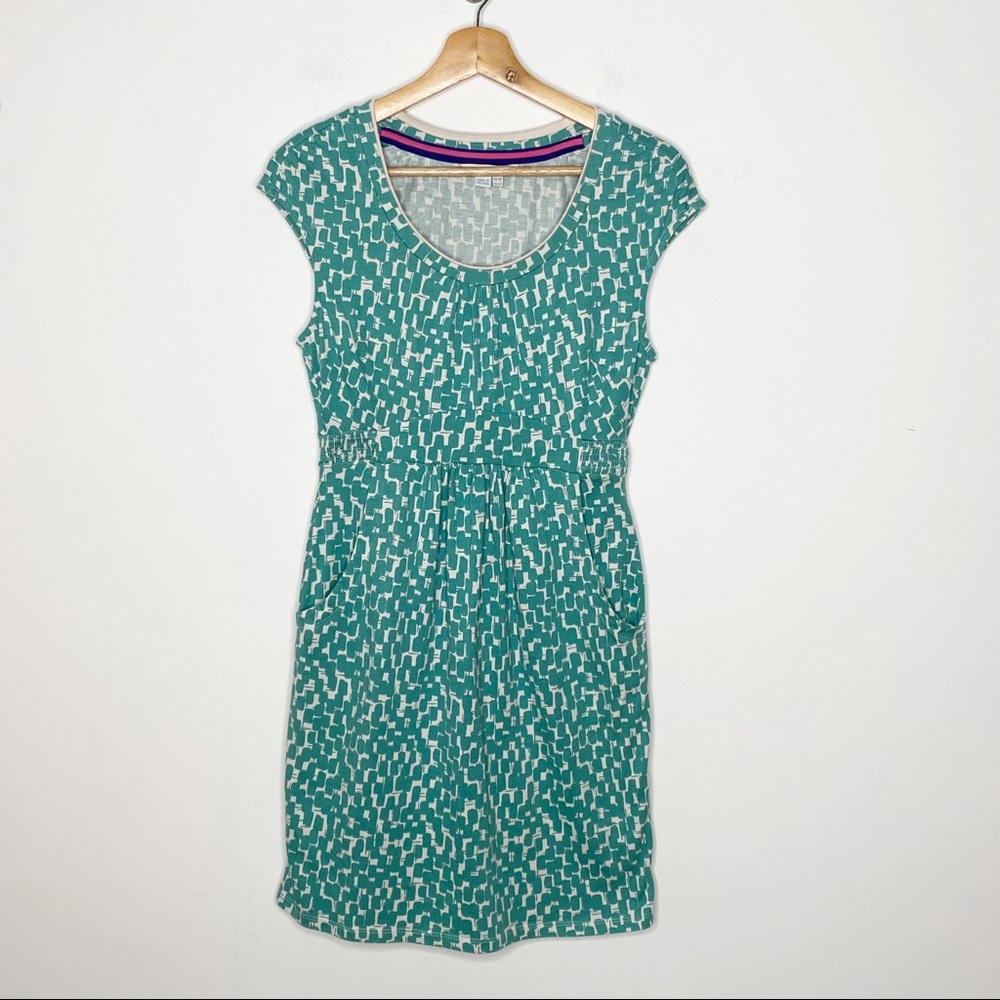 Boden Green Printed Cap Sleeve Jersey Knit Dress - Picture 2 of 9